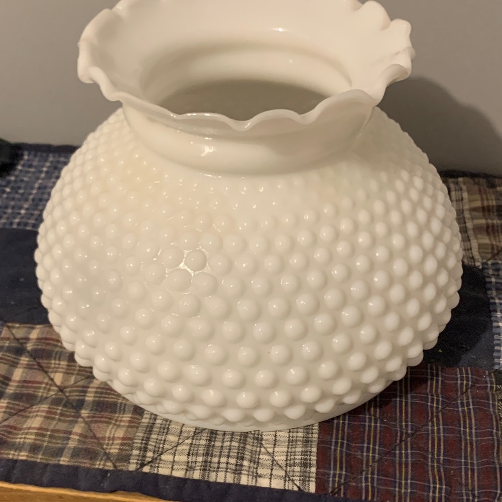 Vintage White Hobnail Glass Vase